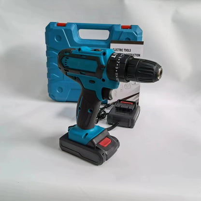 Kit de taladro inalámbrico Casenda azul con batería y maletín de transporte